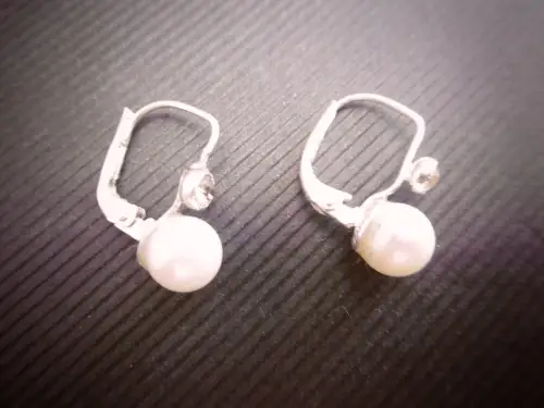 Vintage Ohrstecker 800er Silber mit (Kunst) Perlen + Ersatzperlen