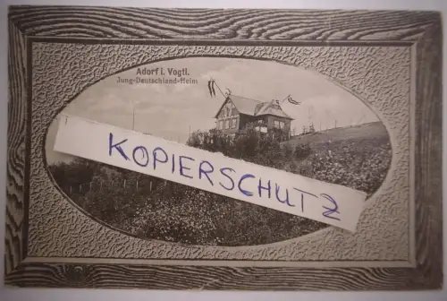 Alte Echtfoto PK "Adorf i. Vgtl. Jung-Deutschland-Heim", gel. 1921