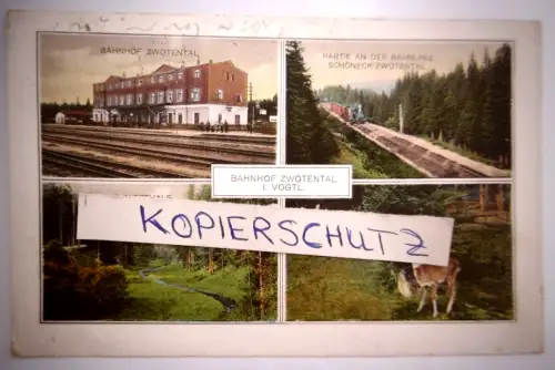 Alte PK "Bahnhof Zwotental im Vogtland", gel. 1951