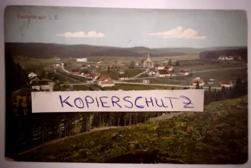 Alte PK "Rautenkranz i. Vgtl.", gel. mit Bahnpoststempel in 1913