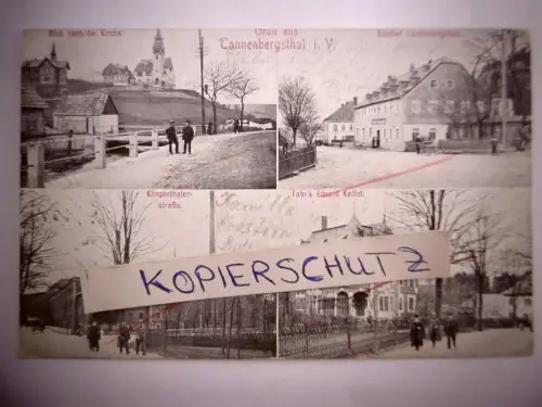 Alte PK "Gruß aus Tannenbergsthal i. Vgtl.", gel. mit Bahnpoststempel