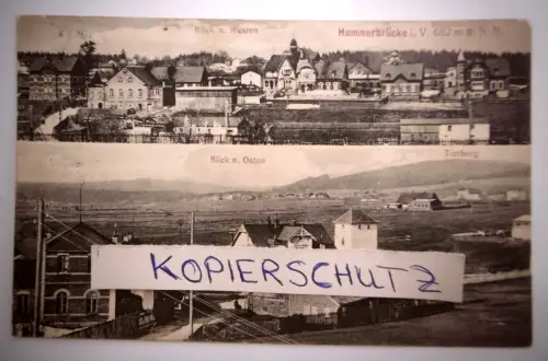 Alte PK "Hammerbrücke im Vogtland", gelaufen 1921