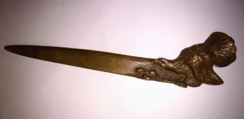 Schöner alter Brieföffner aus Messing mit Auerhahn - Griff