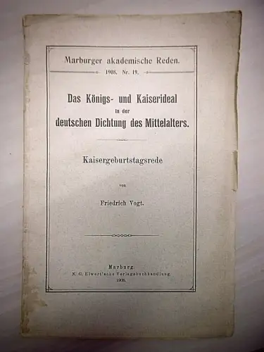 Marburger akademische Reden 1908, Nr.19-Kaisergeburtstagsrede, Heft