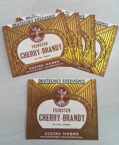 Historisches Flaschen Etikett "Feinster Cherry Brandy", Waldkirchen