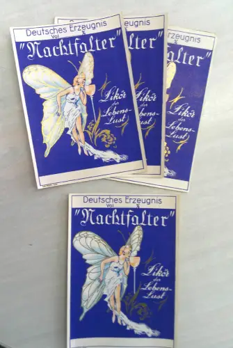 Vintage Etikett für Likör "Nachtfalter"