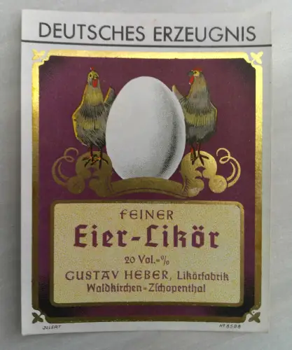Altes Flaschen Etikett "Feiner Eier-Likör", Waldkirchen