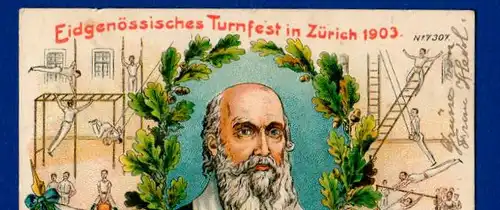 Künstlerkarte zum Eidgenössischen Turnfest 1903 in Zürich