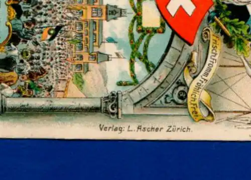 Künstlerkarte zum Eidgenössischen Turnfest 1903 in Zürich