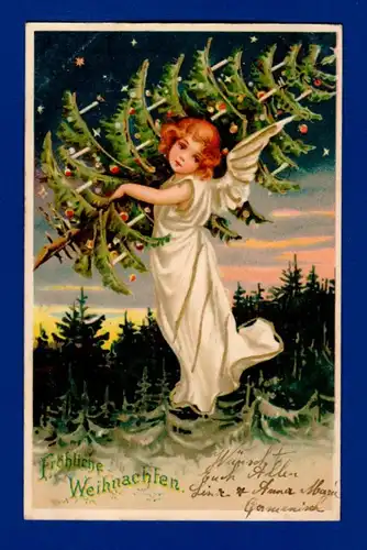 Antike Weihnachtskarte / Weltpostverein / 1903 gelaufen