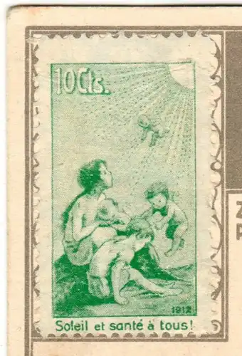 Pro Juventute Vorläufer / 10 ct. grün / mit französischem Text / auf Ansichtskarte 
Zumstein W II