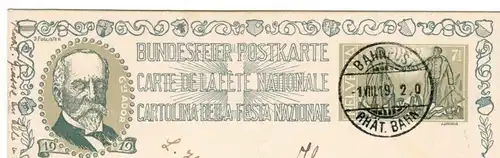 Künstler-AK / Schweiz. Bundesfeier 1919 / Gottfried Keller / Zumstein Nr. 28 - Bundesfeierpostkarten / Marke Nr. 143