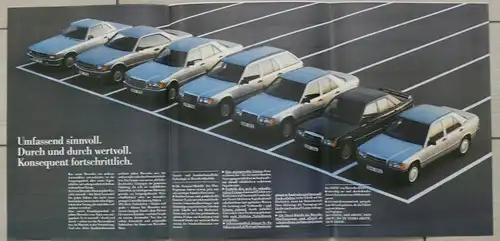 Mercedes 190/S-Klasse/SL/W201/W124/W126/R107/C126/T124/T-Modell/Coupé Prospekt/brochure/folder 1985