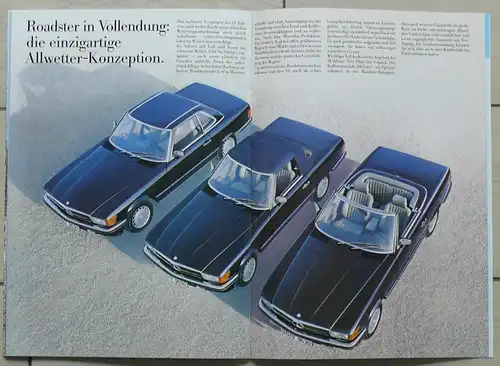 Mercedes SL R107 300SL/420SL/500SL Prospekt/brochure/opuscolo/prospectus 1988
