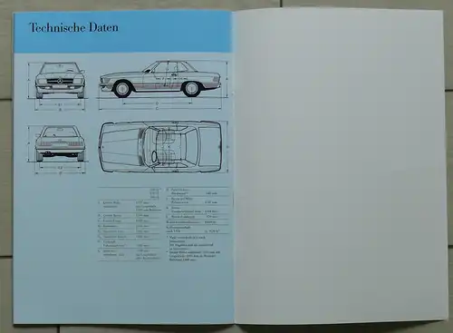 Mercedes SL R107 300SL/420SL/500SL Prospekt/brochure/opuscolo/prospectus 1988