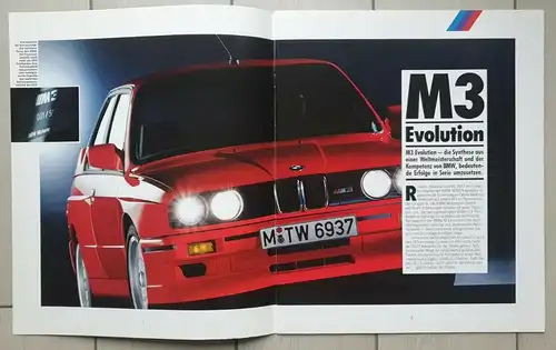 BMW M3 Evolution / Cabrio / E30 Prospekt/brochure/folleto/folheto/opuscolo/broschyr/panfuretto/broszura/brozura XL
