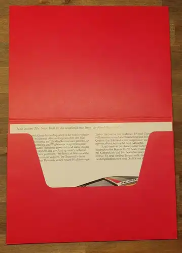 Audi quattro 20V MAPPE Ur-Quattro Prospekt/brochure/opuscolo/folleto/panfuretto/broschyr/folheto/broszura/brozura 1989/1990 XL Präsentationsmappe