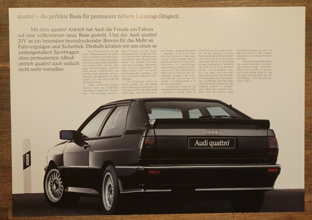 Audi quattro 20V MAPPE UrQuattro Prospekt/brochure/opuscolo/folleto
