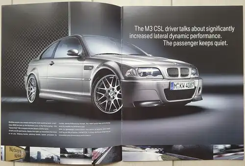 BMW M3 CSL E46 (english) Prospekt/brochure/folleto/folheto/opuscolo/broschyr/panfuretto/broszura/brozura/sochaegja 2003