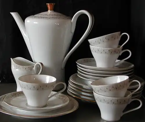 Kaffeeservice*EDELSTEIN*6 Pers*elegante Form*cooles Design* a.d.SIXTIES*fein.Po.