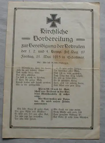 Vereidigung der Rekruten der 1.2. u8nd 4.Komp. Inf.Reg.67 1915 in Schötmar - Bad Salzuflen Lippe