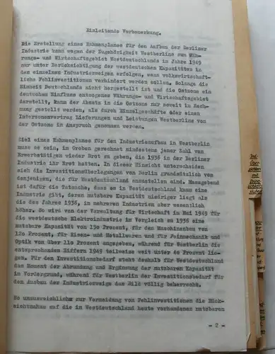 Magistrat: Entwicklung und Aufbauplan der West-Berliner Industrie. 1949 Magistrat von Groß-Berlin, Abteilung Wirtschaft. 