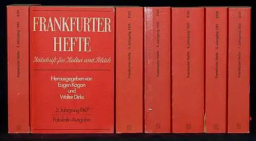 Frankfurter Hefte. Zeitschrift für Kultur und Politik. Faksimile-Ausgabe der Jahrgänge 1 - 7 (1946 - 1952). Herausgegeben von Eugen Kogon unter Mitwirkung von Walter Dirks und Clemens Münster.