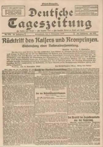 Deutsche Tageszeitung. Abend-Ausgabe. Nr. 572. Sonnabend den 9. November 1918.