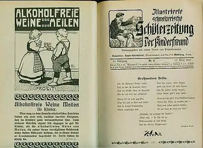 Illustrierte schweizerische Schülerzeitung. Der Kinderfreund. Herausgegeben von einem Verein von Kinderfreunden. Vierundzwanzigster Jahrgang 1908 / 1909. Chefredaktion: Eugen Sutermeister und Frau Prof. Mühlberg.