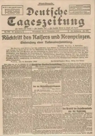 Deutsche Tageszeitung. Abend-Ausgabe. Nr. 572. Sonnabend den 9. November 1918. 