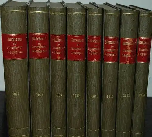Mitteilungen der Literarhistorischen Gesellschaft Bonn unter dem Vorsitz von  Prof. B. Litzmann. Jahrgänge 2  (1907) - 9 (1914) in 8 Bänden. 
