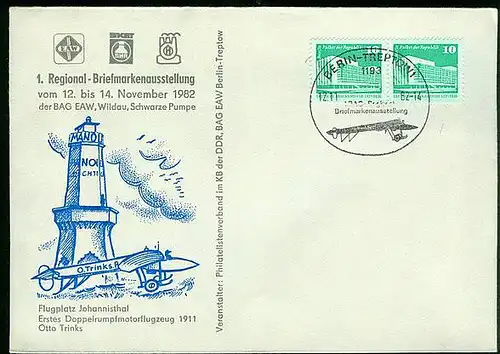 Brief DDR SoSt. 1. Regional-Briefmarkenausstellung Berlin-Treptow / 12.11.1982 K1-1760






