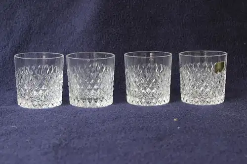 4 Kristall Whiskeygläser Whiskyglas Tumbler Rautenmuster