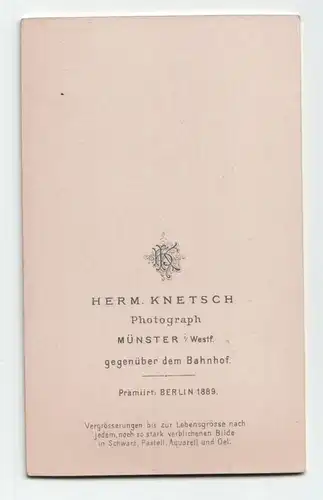 Frau mit Hut, Atelier Herm.Knetsch, Münster 1889