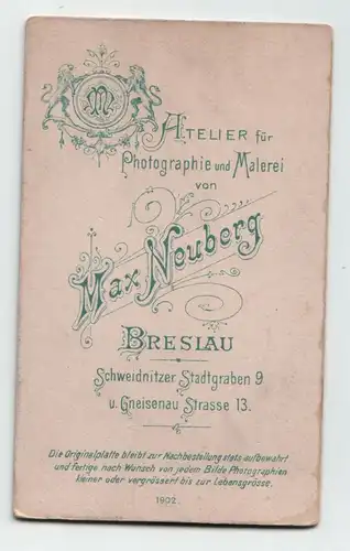 Max Neuberg CDV Photo Breslau GERMANY, Mädchen in einem Kleid