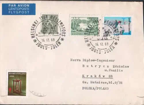 Par Avion Suomi Finland flygpost lentoposti letter cover 1969