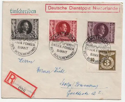 Deutsche Dienstpost Niederlande Amsterdam 1943