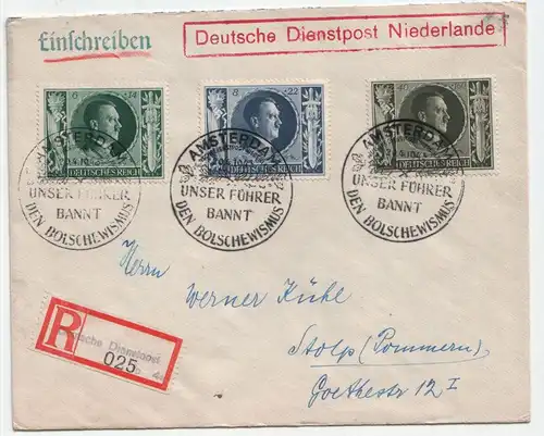 Deutsche Dienstpost Niederlande 1943 Amsterdam 