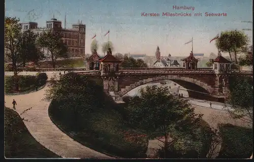 Hamburg,Kersten Milesbrucke mit Seewarte - 1926