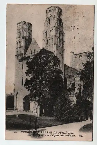 Jumièges, Ruines de l`Abbaye, Les deux Tours de l`Eglise Notre-Dame - 1925