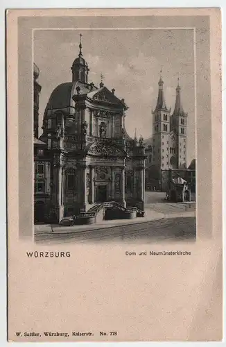 Würzburg - Dom und Neumünsterkirche - 1909