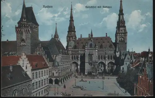 Aachen Katschhof mit Rathaus (jahr 1911)