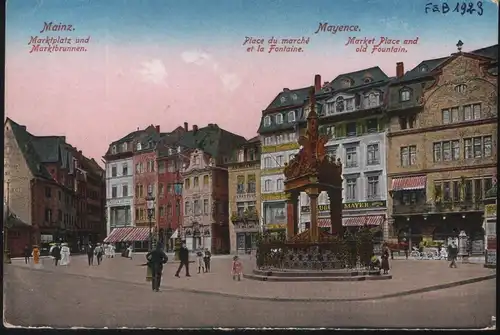 Mainz. Marktplatz und Marktbrunnen (jahr 1923)