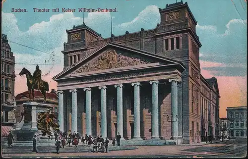 Aachen. Theater mit Kaiser Wilhelm-Denkmal