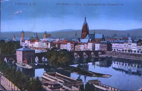 Frankfurt a. M. Alte Brücke mit Dom (1918)