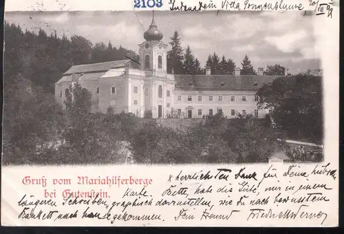 Gruß vom Mariahilferberge bei Gutenstein / Jahr 1898 – 1900