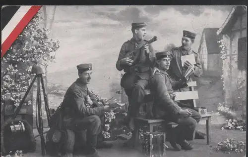 Musicians old phostcard year 1916 1918 Poland