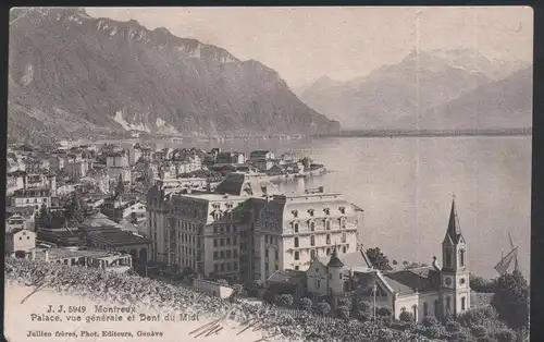 Switzerland - Montreux - Palace, vue generale et Denf du Midi - 1906