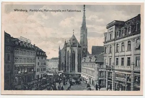 Würzburg. Marktplatz, Marienkapelle mit Falkenhaus