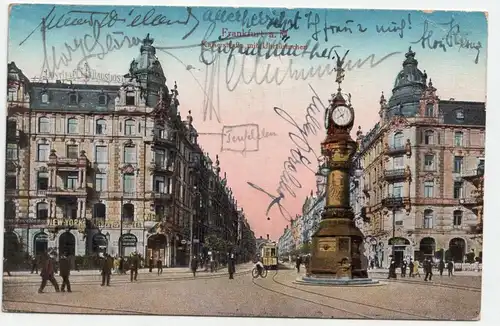 Frankfurt a. M. Kaiserstraße mit Uhrtürmchen / jahr 1925
